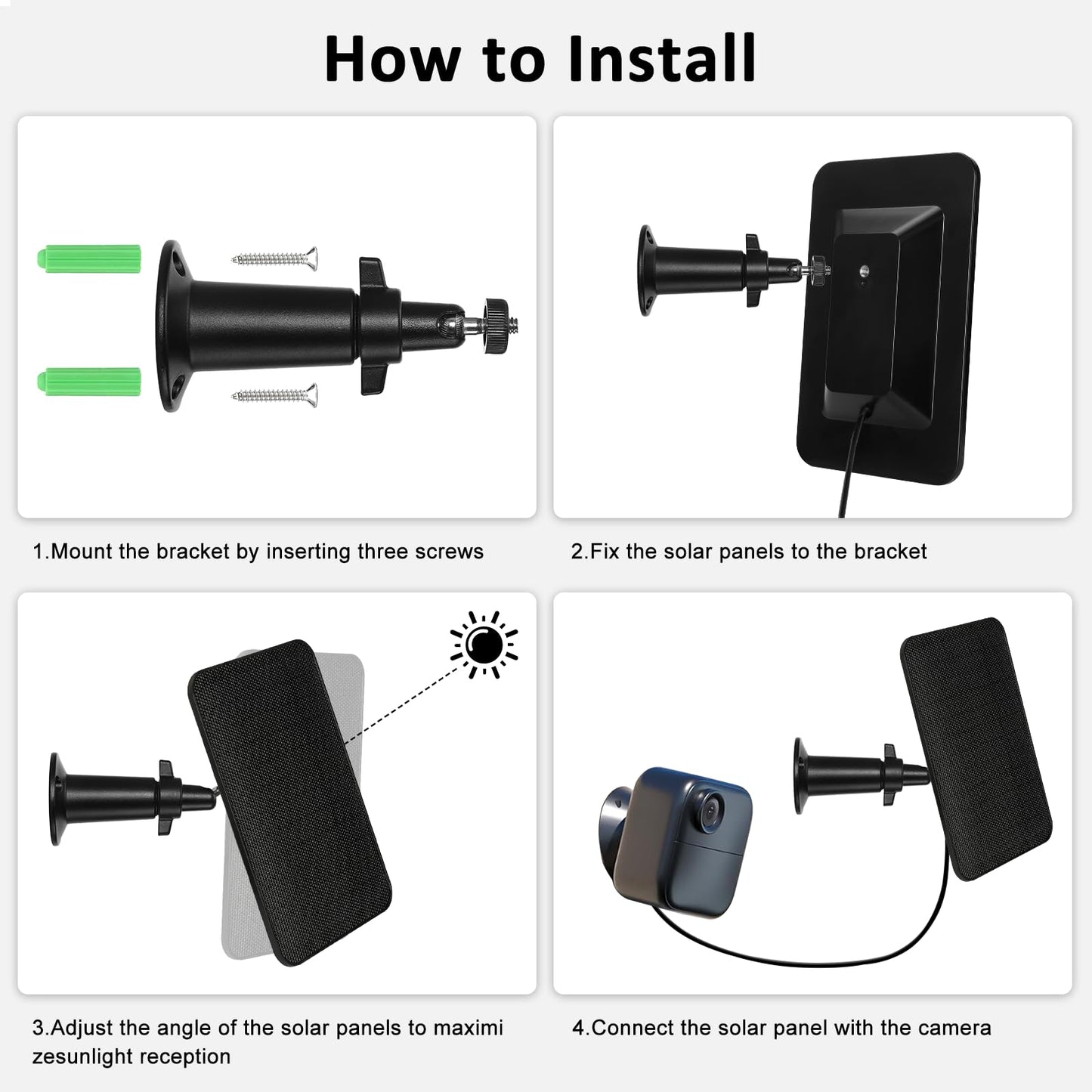 6W Solar Panel Charger for Blink Outdoor 4 (4th Gen), Solar Panel with 13.1ft Waterproof Charging Cable, Waterproof Rubber Plug, 360°Adjustable Mount and Micro USB and Type-C Port (for Blink 4-1PC)