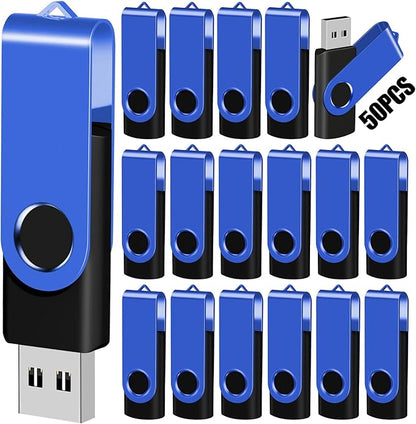 EASTBULL 8GB USB Flash Drive Bulk Thumb Drives 50 Pack with Lanyards USB 2.0 Memory Sticks Zip Drive Pen Drive for Storage and Backup Blue 50PCS 8GB