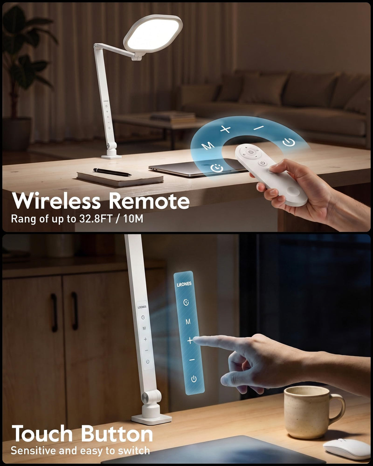 LitONES LED Desk Lamp for Home Office with Clamp, White