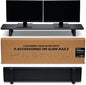 Moodular Wooden Monitor Stand 45.6” (116cm) Large Desk Organizer with Metal Slide Rails for Drawer, Tray, Laptop, Tablet, Phone & Headphones Customizable Riser for Organized Workspace Black