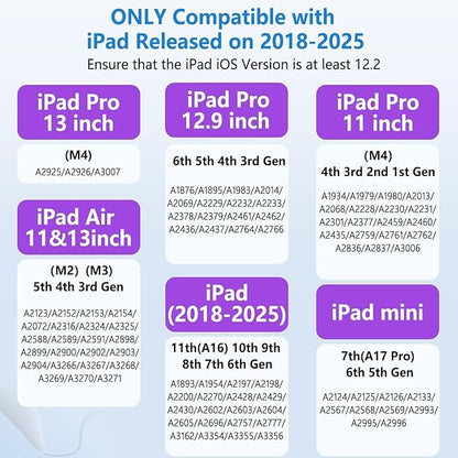 iPad Pencil with Magnetic&5 Extra Tips,USB-C Faster Charge,Stylus Pen Compatible with iPad 6-11th/A16,Air M3/M2/3-5th,Pro M4/11/12.9/13inch,Mini 5th-7th/A17Pro (Purple)
