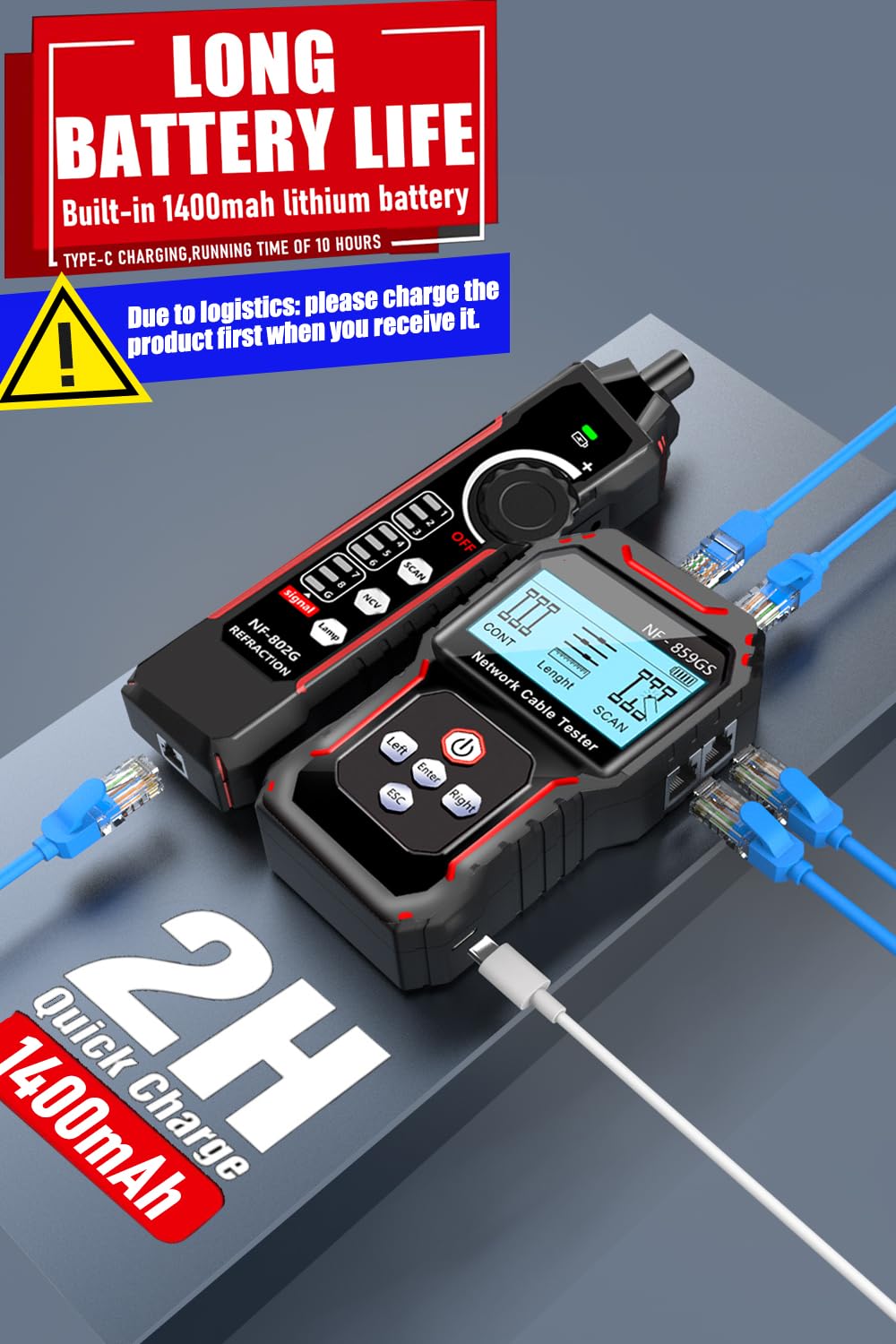 NF-8209S Network Cable Tester,Ethernet Toner for POE/Cat5/Cat7/Cat6a/Cat6