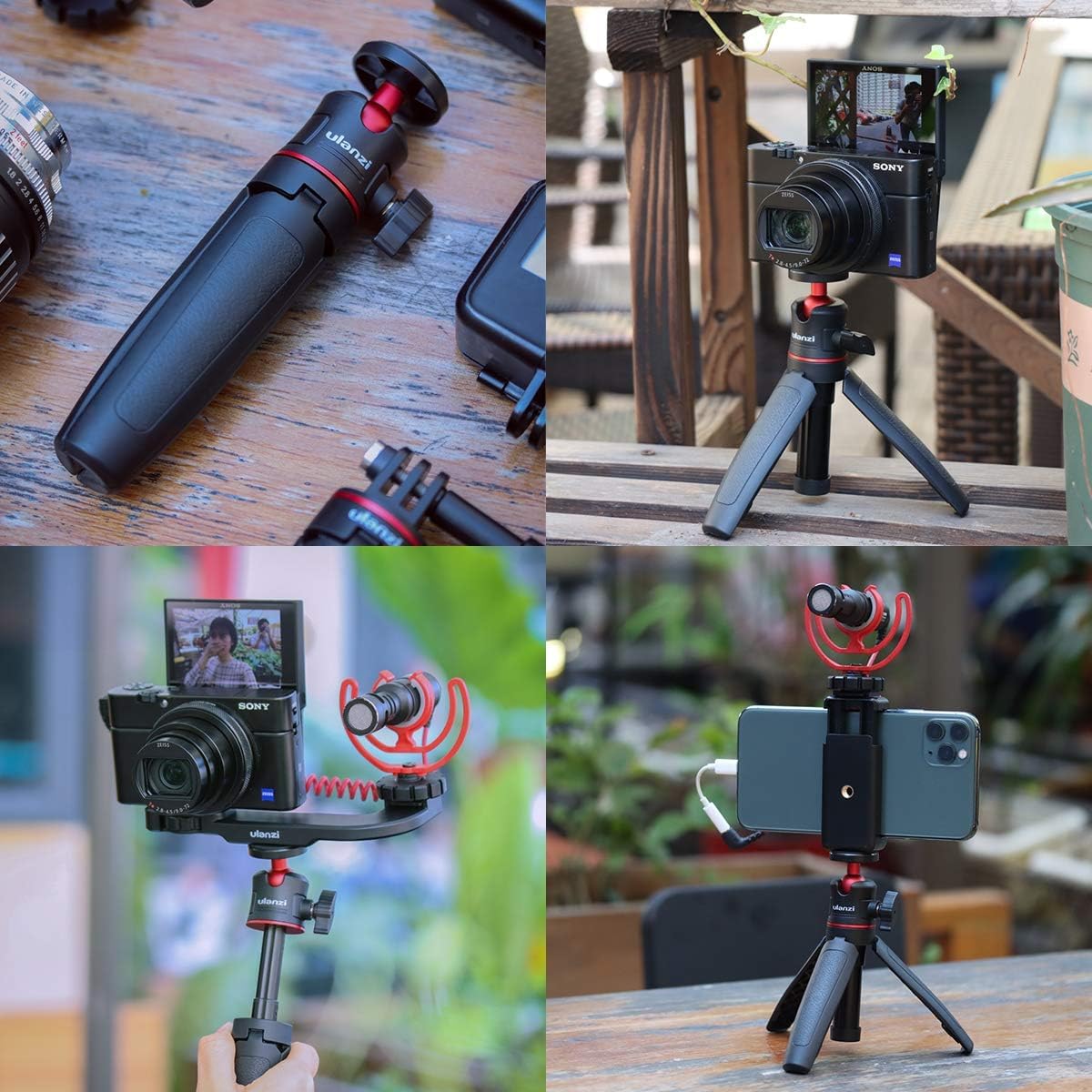 ULANZI MT-08 Extension Pole Tripod, Mini Selfie Stick Stand Handle Grip for Cell Phone iPhone Pro Max Android Luna Pocket Xtra Muse Canon Sony ZV-1 A6400 A6600 Cameras Video Recording/Vlogging