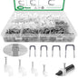 800Pcs 4mm 6mm 8mm 10mm J-Hook Ethernet Cable Nails Wire Clips with Steel Nails and 5/8" 3/4" 1/2" 1" Insulated U Staple Nail for Home Office Business