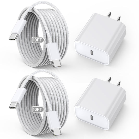 10FT Apple iPhone 17 16 15 Charger,2Pack Extra Long 10Foot USBC Woven Cable