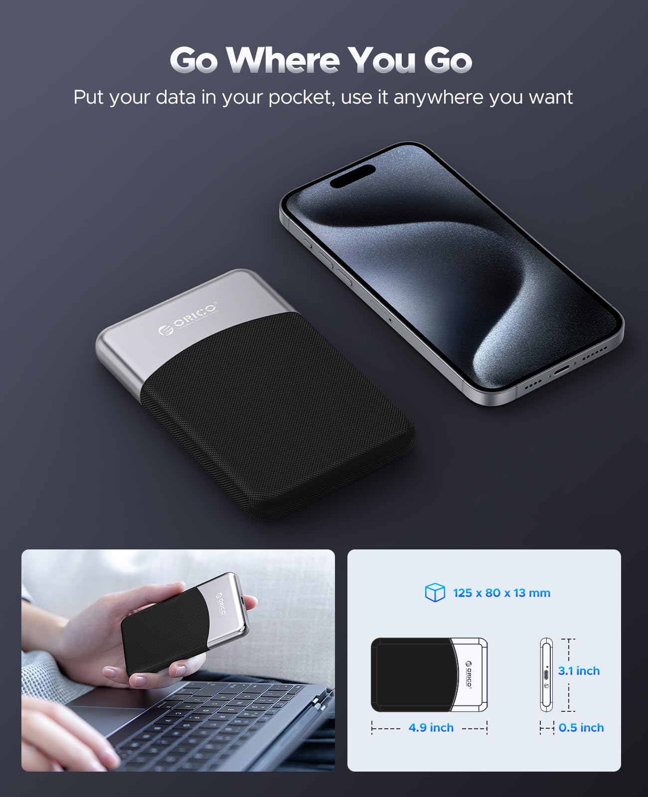 ORICO M25PRO 1TB Portable External SSD, Up to 460MB/s