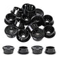 25 Pcs Cable Grommet, Snap Bushing 3/4" (19 mm) Mounting Diameter, Flexible Petal-Shaped Buckle Round Nylon Desk Grommet for Wires Through Countertop Cord Organizer and Protection, Black