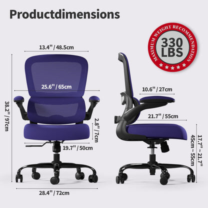 TRALT Office Chair - Ergonomic Desk Chair with Adjustable Lumbar Support, Mesh Computer Chair, Executive Chair for Home Office Comfortable Lumbar Support (1, Violet)