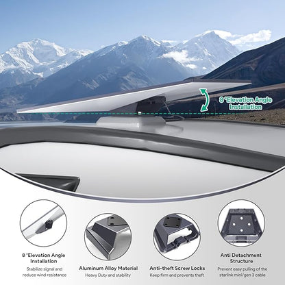 XLTTYWL Starlink Gen 3 Mount, Premium Heavy Duty Starlinks Gen3 Standard Mobility Roof Mount for Gen 3/V3 Starlink Flat Standard Dishy Fits RV, Boat, Wood, Metal, Plastic or Slotted Vehicle Rails
