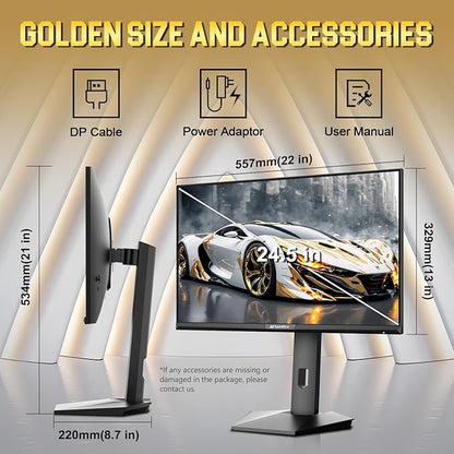 SANSUI 24.5 Inch Gaming Monitor 300Hz, QHD 2560×1440 Computer Monitor, 1ms Fast IPS Panel with 2× HDMI + 2× DP Ports, 130% sRGB Eye Care VESA Support (DP Cable Included ES-G25F6Q Pro)