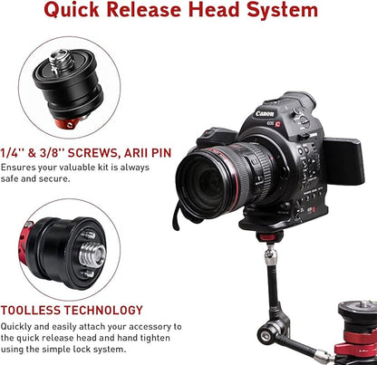 IFOOTAGE Magic Arm Clamp MA5-6, 11 Inches Adjustable Friction Power Articulating Magic Arm with 1/4" and 3/8" Thread Screw for DSLR Camera Rig/LCD Monitor/LED Lights