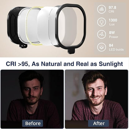 2Pcs Desktop Video Conference Lighting for Zoom Meeting, Computer, Laptop, Work from Home with Nature Soft Light, Adjustable Brightness & Color Temp and Flexible Stand & Versatile Phone Holder