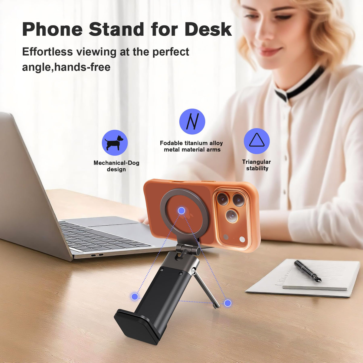 SOGUE Airplane Travel Essentials Men Phone Holder,Plane Phone Mount for MagSafe,Foldable Magnetic Phone Stand for Desk 360° Swivel Universal in Airplane Gadgets for iPhone 17
