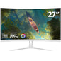 CRUA 27 Inch FHD 100Hz White Curved Computer Monitor, 1800R VA, Frameless