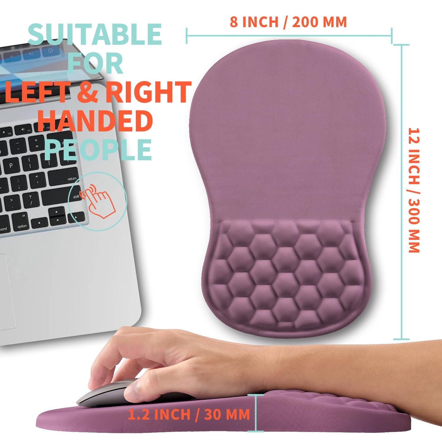 Kuosgm Ergonomic Mouse Pad Wrist Support with Memory Foam Massage Bulge, Carpal Tunnel Pain Relief Mousepad Wrist Rest for Mouse(12x8 inch, Dark Pink)