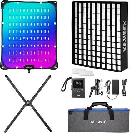 NEEWER 115W Flexible LED Video Light, Studio RGB Panel Light Mat Kit with Softbox APP/2.4G/DMX Control 2500K-10000K 14700lx/0.5m CRI96+, Key Lighting for Photography Streaming Video Recording, FL100C