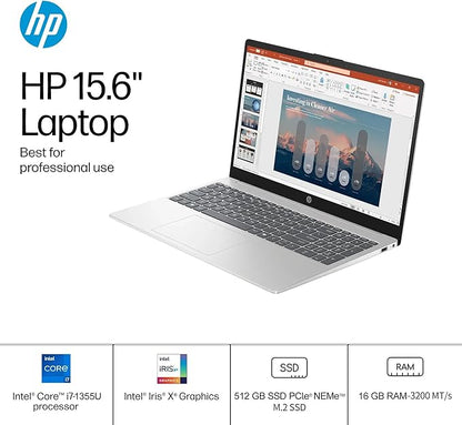 HP 15.6 Touchscreen Laptop Computer for Business, Intel 13th Gen i7-1355U(Up to 5.0 GHz), 15.6" FHD Touch Screen, 16 GB RAM, 512 GB SSD, Iris Xe GPU, Wi-Fi 6, HD Webcam, Windows 11 Pro, w/Accessories