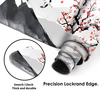 Galdas Mouse Pad for Gaming, Japanese Desk Mat,XXL XL Large Mouse Mat Long Extended Mousepad Non-Slip Rubber Mice Pads Stitched Edges Thin (31.5 x 11.8 x 0.12 Inches) Ink and Wash
