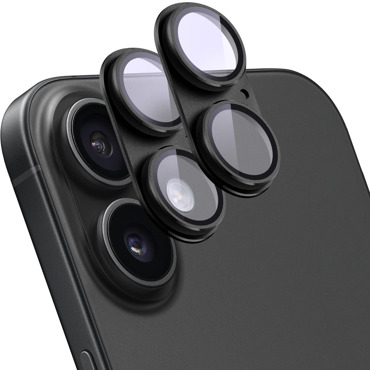 SHANG PIN JIA 2 Pack Camera Lens Protector for iPhone 16 Pro/16 Pro Max,[Not Easy to Breakn ] AR Tempered Glass Strong Adsorption Metal Camera Cover Screen-Black