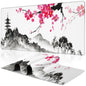 Purple Groovy Flowers Desk Mat,Large Vintage Floral Gaming Keyboard Mouse Pad,Non-Slip Rubber Base Desk Pad Thick Stitched Edges Waterproof Mousepad Mouse Mat 31.5"x11.8"