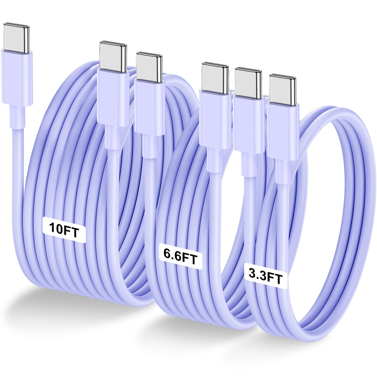 LOFPYE 3-Pack 10FT 60W USB C to USB C Cable, Type C to Type C Cable,Fast Charging Cable for iPhone 16 15 Pro Plus Pro Max，for Galaxy S24 S23, for iPad Pro/Air, for MacBook Pro/Air and More
