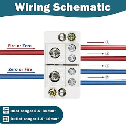 2-in-4-Out Self-Lifting Junction Box | Tool-Free Quick Connect Terminal Block for Home Wiring |Fireproof PVC Zero-Live Line Splitter one Piece
