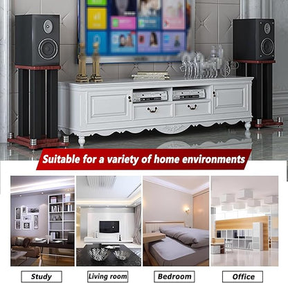 A Pair of Universal Speaker Stands, Heavy Duty Speaker Stands Holds Bookshelf Speaker Satellite Speaker Large Speaker, Vibration-Absorbing MDF Design, Holds 88lbs Speaker (Teak, 40cm/15.7in)