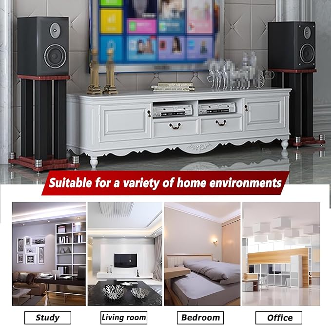 A Pair of Universal Speaker Stands, Heavy Duty Speaker Stands Holds Bookshelf Speaker Satellite Speaker Large Speaker, Vibration-Absorbing MDF Design, Holds 88lbs Speaker (Teak, 30cm/11.8in)