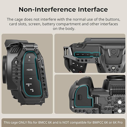 SmallRig Cage for Blackmagic Design Cinema 6K, Only for BMCC 6K, Full/Half Cage Included Lens Mount Converter Support, Anti-Deflection, Anti-Scratch, Full Access Design - 4785