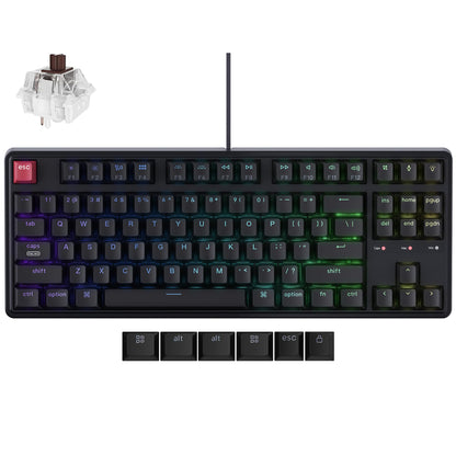 Keychron C3 Pro TKL 80% Wired Mechanical Keyboard, 8K Polling Rate, QMK/VIA Programmable, Hot-Swappable, RGB Backlit Shine-Through Keycaps, Super Brown Switch, for Windows/Mac