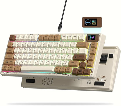 Womier SK80 Retro 75% Keyboard with Color Multimedia Display Gaming Keyboard