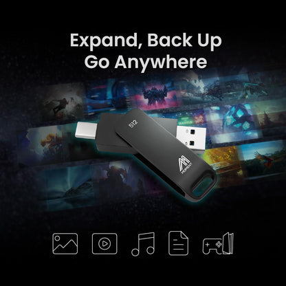 MMOMENT 512GB Portable SSD, MU P50 USB-C & USB-A, Up to 530MB/s