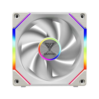 GAMDIAS Aeolus P2-1203U 120mm ARGB PWM Fan(3 Fan Pack w/USB Hub), Include Reverse Fan Blade x3, ARGB Sync Ready, Easy Installation & Cabless Daisy-Chain Design, Silent Operation, Up to 2400RPM, White