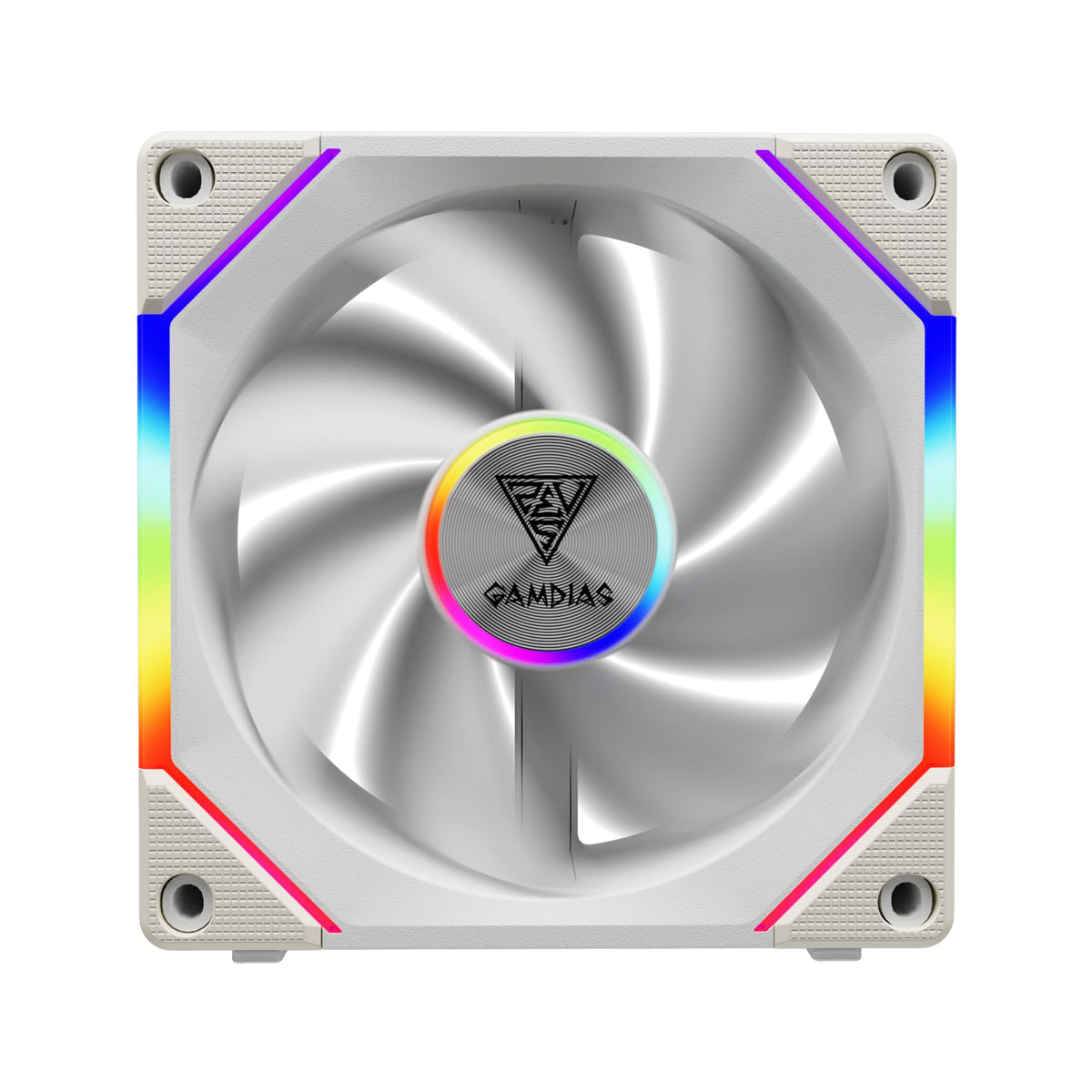 GAMDIAS Aeolus P2-1203U 120mm ARGB PWM Fan(3 Fan Pack w/USB Hub), Include Reverse Fan Blade x3, ARGB Sync Ready, Easy Installation & Cabless Daisy-Chain Design, Silent Operation, Up to 2400RPM, White
