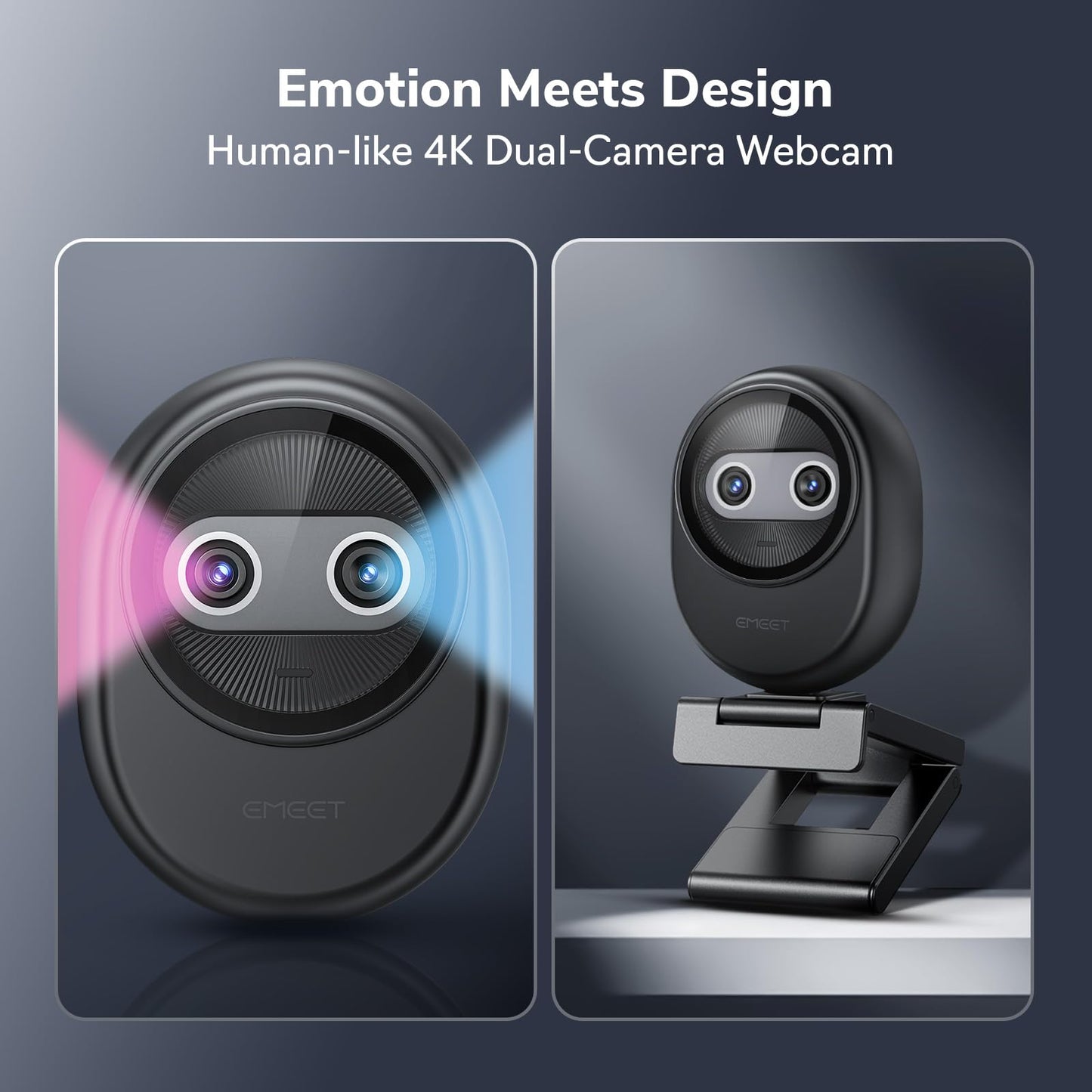 EMEET Piko 4K Webcam for Streaming, World’s 1st Dual-Camera AI-Powered 4K Camera w/AI Autofocus