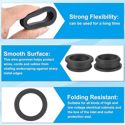 PATIKIL 34.6mm / 1-3/8 Inch Drill Hole,1 Inch ID Rubber Grommets, 3Pcs Top Hat Grommet for Wiring Eyelet Ring Gasket Automotive Firewall Cable Hole Plugs Wires Protection, Black