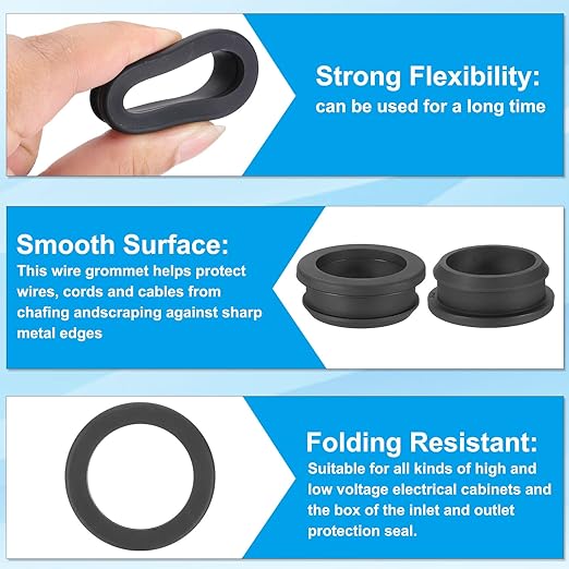 PATIKIL 36.6mm / 1-7/16 Inch Drill Hole,1-3/16 Inch ID Rubber Grommets, 3Pcs Top Hat Grommet for Wiring Eyelet Ring Gasket Automotive Firewall Cable Hole Plugs Wires Protection, Black