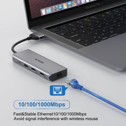 MacBook Pro Docking Station Dual Monitor MacBook Pro HDMI Adapter, 9 in 1 USB C Adapters for MacBook Pro Air Mac HDMI Dock Dongle Dual USB C to Dual HDMI Ethernet 3USB SD Card Reader 100W PD
