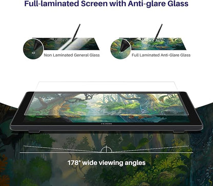 HUION Kamvas 24 Plus 2.5K QHD Graphic Drawing Tablet with Screen, 140%sRGB Full-Laminated QD Drawing Monitor with Battery-Free Stylus 8192 Pen Pressure Tilt for PC, Mac, Android, 23.8inch Pen Display