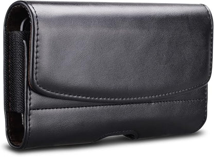 Phone Holster for Samsung Galaxy S25 S24 S23 S22 S21 Ultra S20 FE S10 S9+ S8+ Note 20 A12 A32 A52 A02S A11 A21 A51 PU Leather Cell Phone Pouch with Belt Clip Loop Card Holder,Black