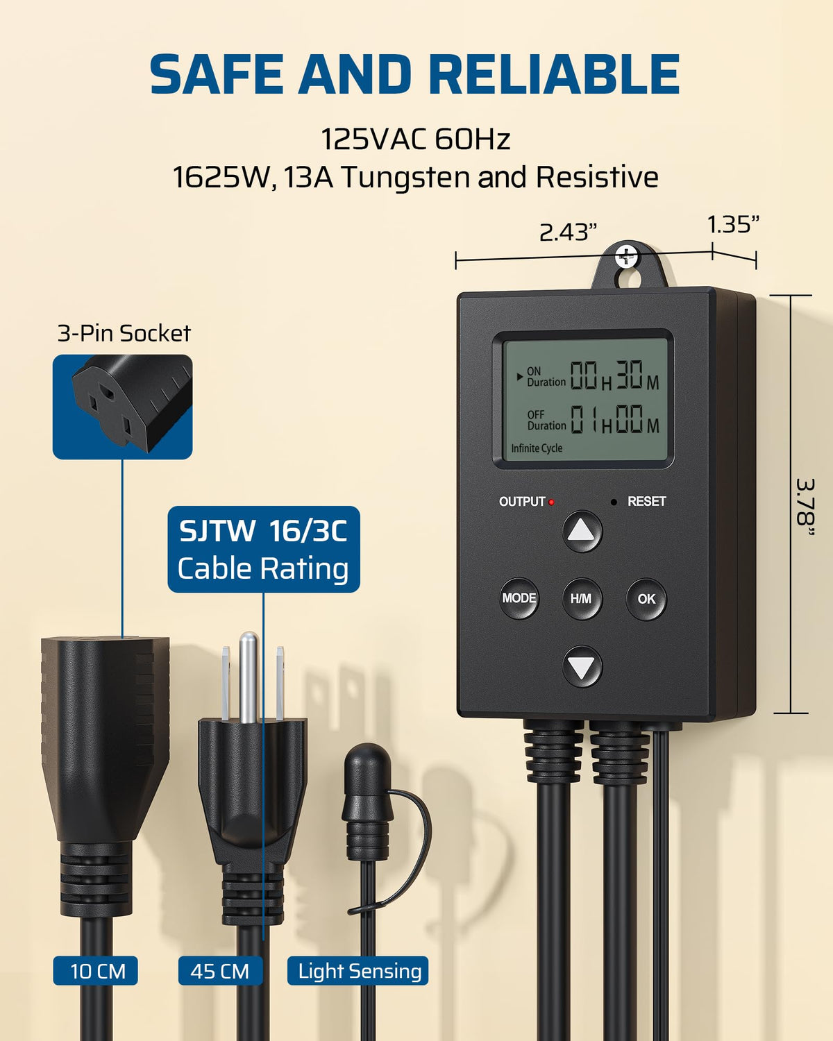 DEWENWILS Timer Outlet Short Period Repeat Cycle Intermittent Digital Timer