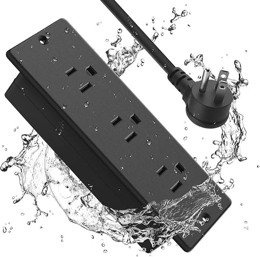 Conference Recessed Power Strip Waterproof,Table Power Outlet,Furniture Flush Mount Desk Outlet Station,3 Outlets,IPX6 Waterproof,10FT Extension Cord Multiple Outlet (Black)