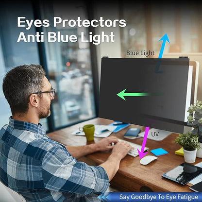 Computer Privacy Screen Filter 21.5 Inch, 9H Hardness Hanging Computer Screen Privacy Shield Compatible with 16:9 Widescreen Monitor, Eye Protection and Blue Light Blocks………