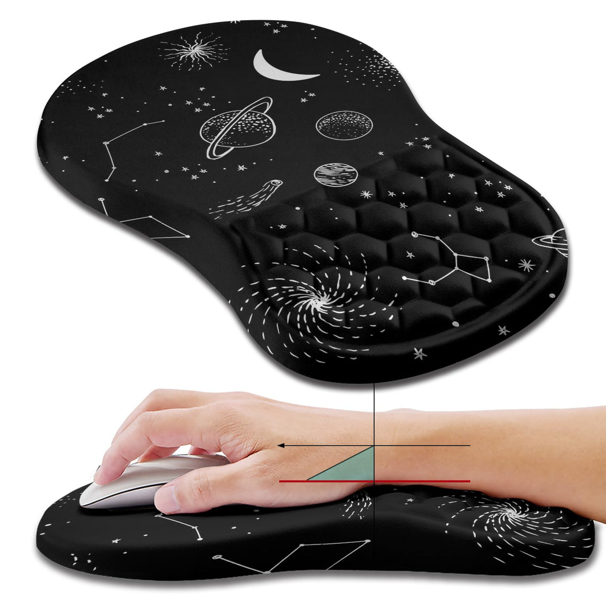 Hokafenle Ergonomic Mouse Pad Wrist Support, Wrist Rest Mousepad for Carpal Tunnel Pain Relief with Integrated Memory Foam Slope Massage Bulge (11.8x7.9 inch,Cute Floral