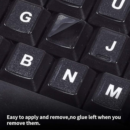 2PCS English Keyboard Letters Replacement Stickers, Large Print Bold White Font on Black Background US Keyboard Letter Stickers for Laptop Desktop Computer Keyboard Alphabet Stickers