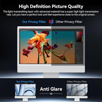 Privacy Screen for iMac 27 Inch Studio Display Desktop Computer Monitor, Anti Glare Blue Light Filter Shield, Upgraded Anti Spy 27 Inch iMac Privacy Protector