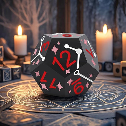 PJOY Metal Dice Set D&D Star Dice Set DND Polyhedral Dice for RPG Role Playing Games Dungeons and Dragons TTRPG Black Red Pink Dice