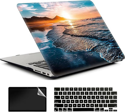 Beach Sunset Hard Case Compatible with MacBook Air 13 Inch Case 2017 2016 2015 2014 2013 2012 2011 2010 Release A1466/A1369,AMCJJ Plastic Hard Shell Cover & Keyboard Cover &Screen Protector