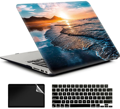 Beach Sunset Hard Case Compatible with MacBook Air 13 Inch Case 2017 2016 2015 2014 2013 2012 2011 2010 Release A1466/A1369,AMCJJ Plastic Hard Shell Cover & Keyboard Cover &Screen Protector