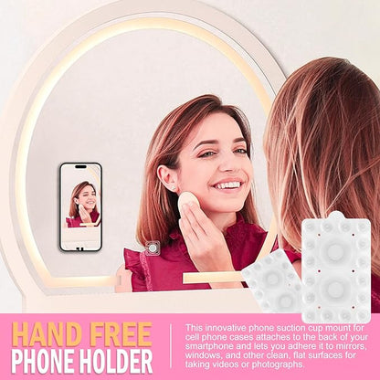 ZYCCER Double Sided Silicone Suction Phone Holder Mount,Compatible with iPhone and Android Cases Hands-Free Mirror Shower Phone Mount Strong Grip Holder (Transparent, Double Sided 2PCS)